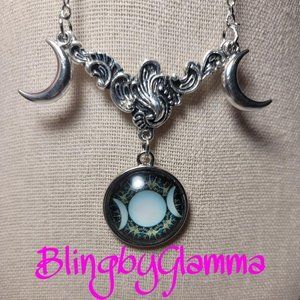 New Moons Wicca Wiccan Cabochon NeckLace